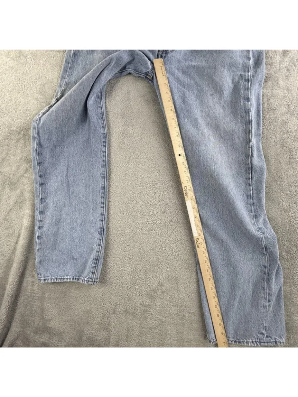Levis 501 Jeans Mens 36x32 Blue Light Wash Button Fly Straight Leg Denim Western